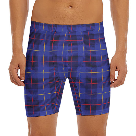 Deep Blue Stewart Tartan Print Men's Long Boxer Briefs