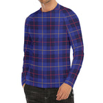Deep Blue Stewart Tartan Print Men's Long Sleeve Rash Guard