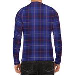 Deep Blue Stewart Tartan Print Men's Long Sleeve Rash Guard
