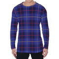 Deep Blue Stewart Tartan Print Men's Long Sleeve T-Shirt