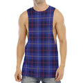 Deep Blue Stewart Tartan Print Men's Muscle Tank Top