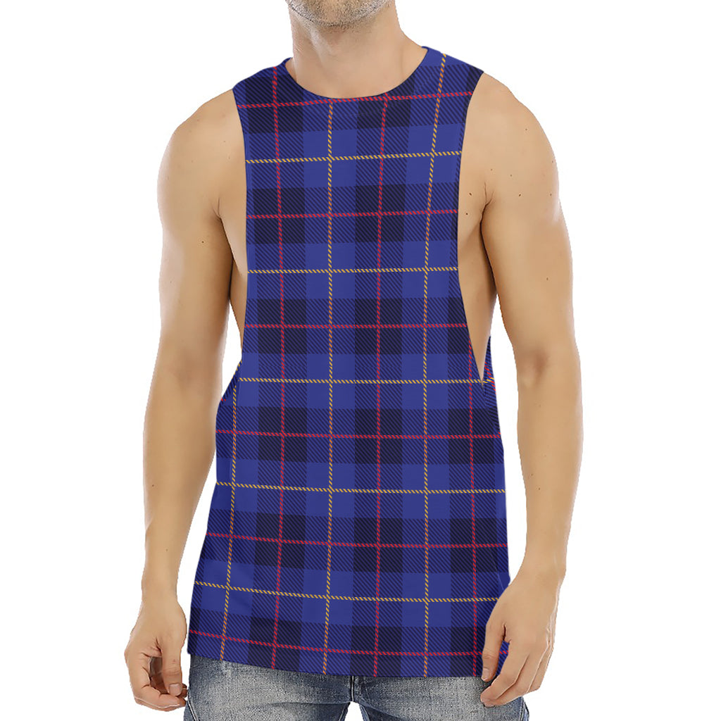 Deep Blue Stewart Tartan Print Men's Muscle Tank Top