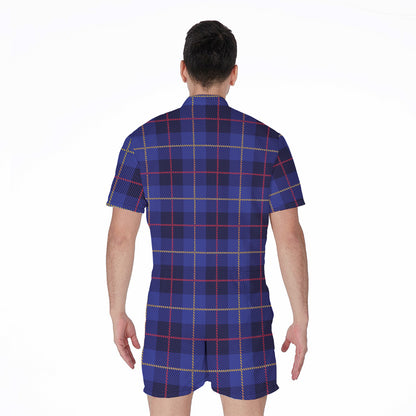 Deep Blue Stewart Tartan Print Men's Rompers