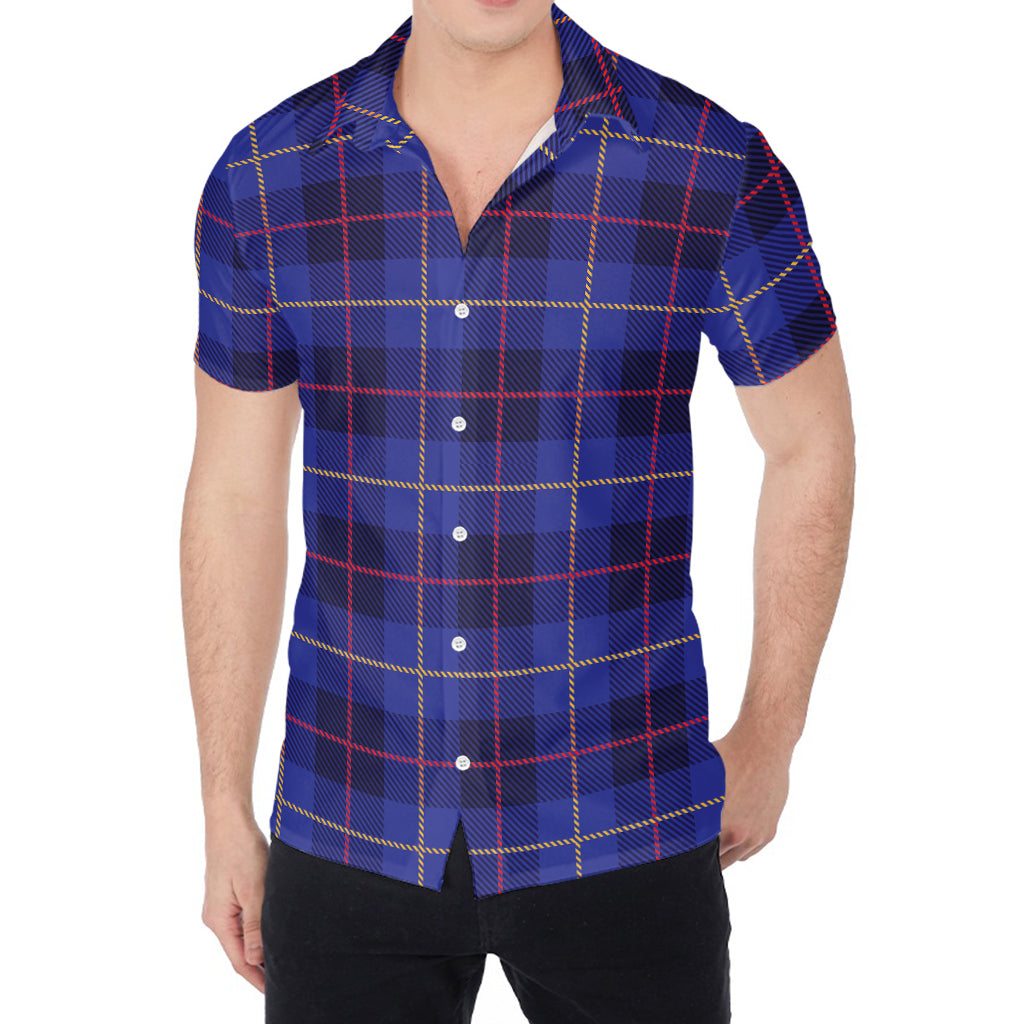 Deep Blue Stewart Tartan Print Men's Shirt