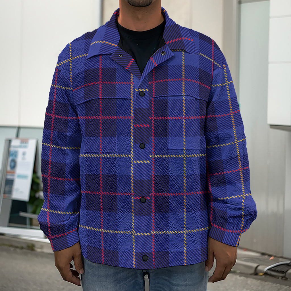 Deep Blue Stewart Tartan Print Men's Shirt Jacket