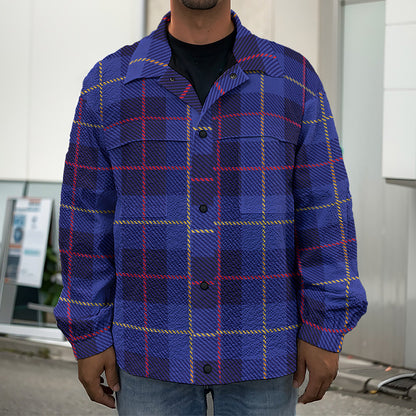 Deep Blue Stewart Tartan Print Men's Shirt Jacket
