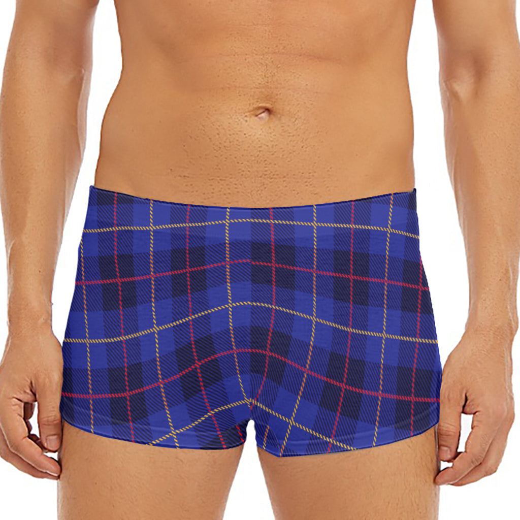 Deep Blue Stewart Tartan Print Men's Short Boxer Briefs