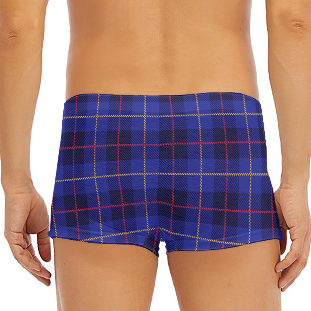 Deep Blue Stewart Tartan Print Men's Short Boxer Briefs