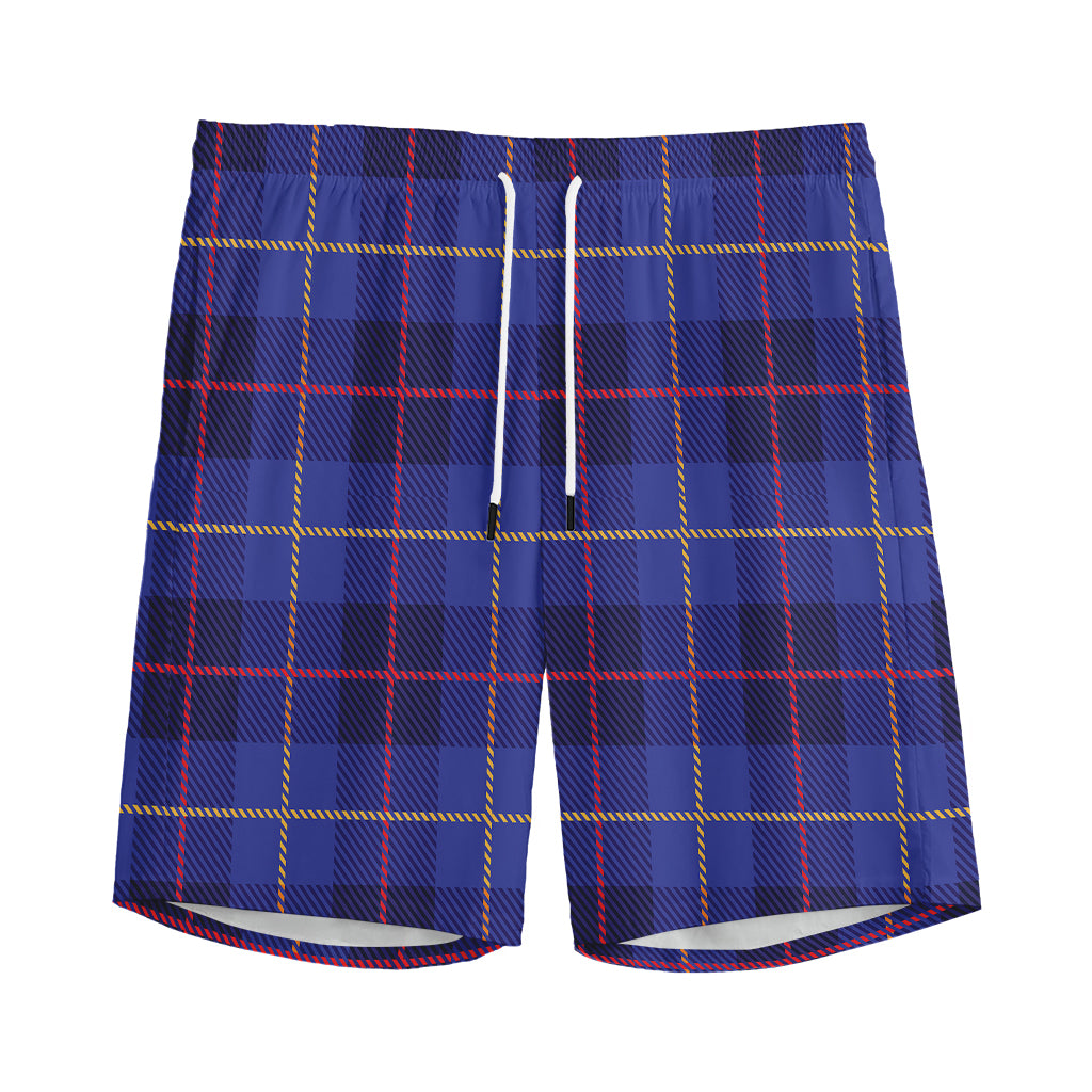 Deep Blue Stewart Tartan Print Men's Sports Shorts