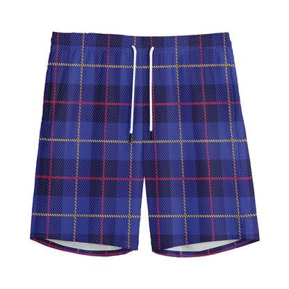 Deep Blue Stewart Tartan Print Men's Sports Shorts