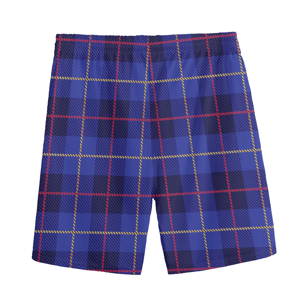 Deep Blue Stewart Tartan Print Men's Sports Shorts