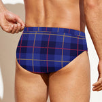 Deep Blue Stewart Tartan Print Men's Swim Briefs