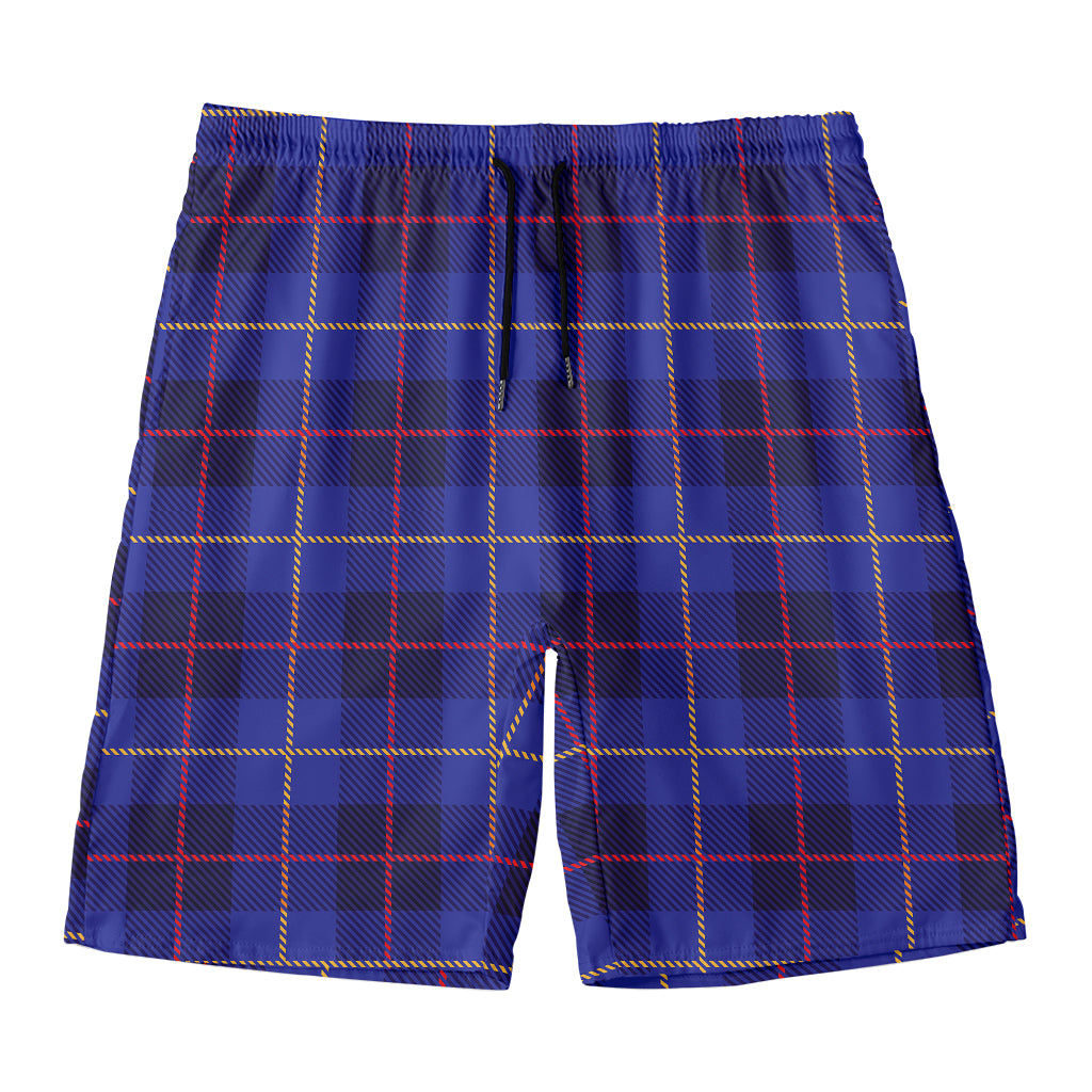 Deep Blue Stewart Tartan Print Men's Swim Trunks