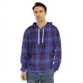 Deep Blue Stewart Tartan Print Men's Velvet Pullover Hoodie