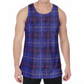 Deep Blue Stewart Tartan Print Men's Velvet Tank Top