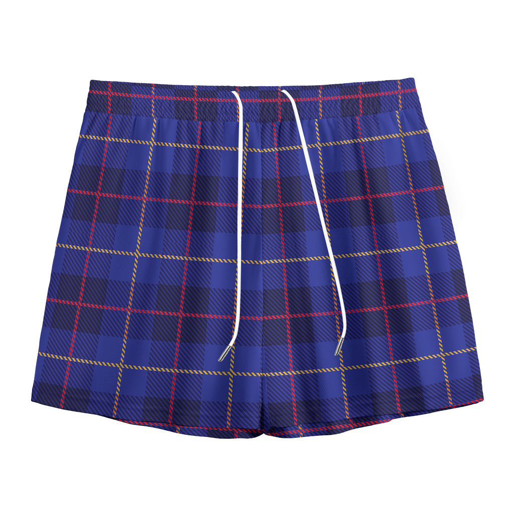 Deep Blue Stewart Tartan Print Mesh Shorts