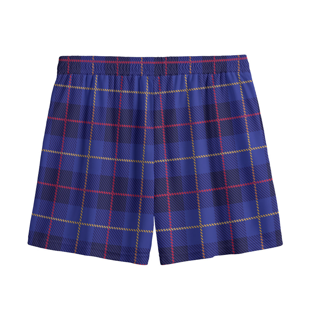 Deep Blue Stewart Tartan Print Mesh Shorts