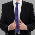 Deep Blue Stewart Tartan Print Necktie