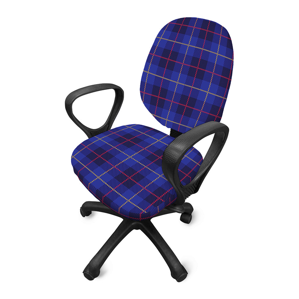 Deep Blue Stewart Tartan Print Office Chair Cover