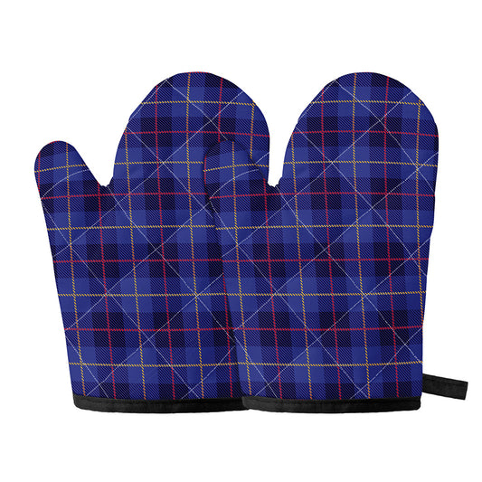 Deep Blue Stewart Tartan Print Oven Mitts