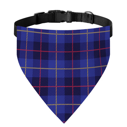 Deep Blue Stewart Tartan Print Over The Collar Dog Bandana