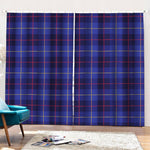 Deep Blue Stewart Tartan Print Pencil Pleat Curtains