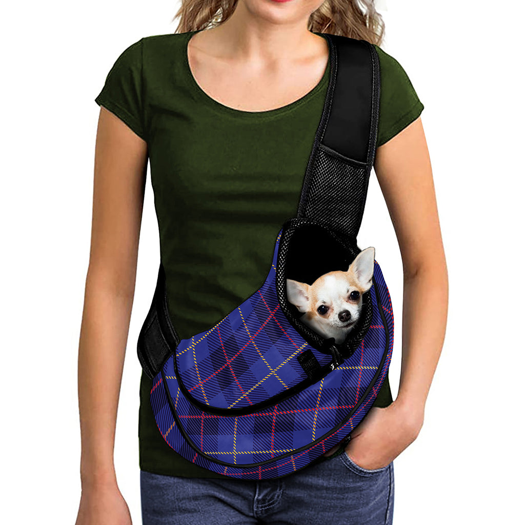 Deep Blue Stewart Tartan Print Pet Sling Carrier
