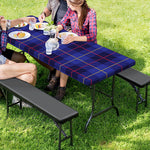 Deep Blue Stewart Tartan Print Picnic Table Cover