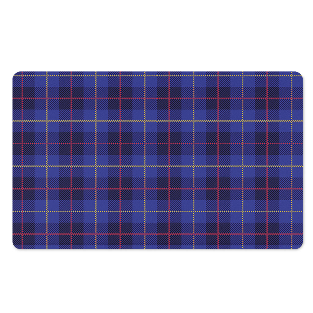 Deep Blue Stewart Tartan Print Polyester Doormat