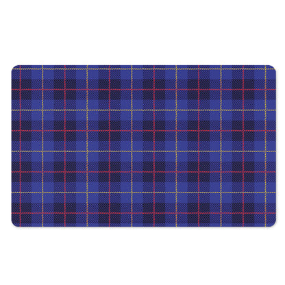 Deep Blue Stewart Tartan Print Polyester Doormat