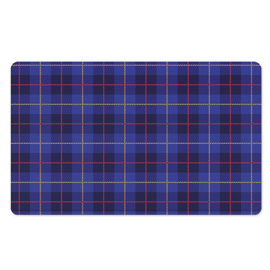Deep Blue Stewart Tartan Print Polyester Doormat