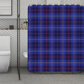 Deep Blue Stewart Tartan Print Polyester Shower Curtain