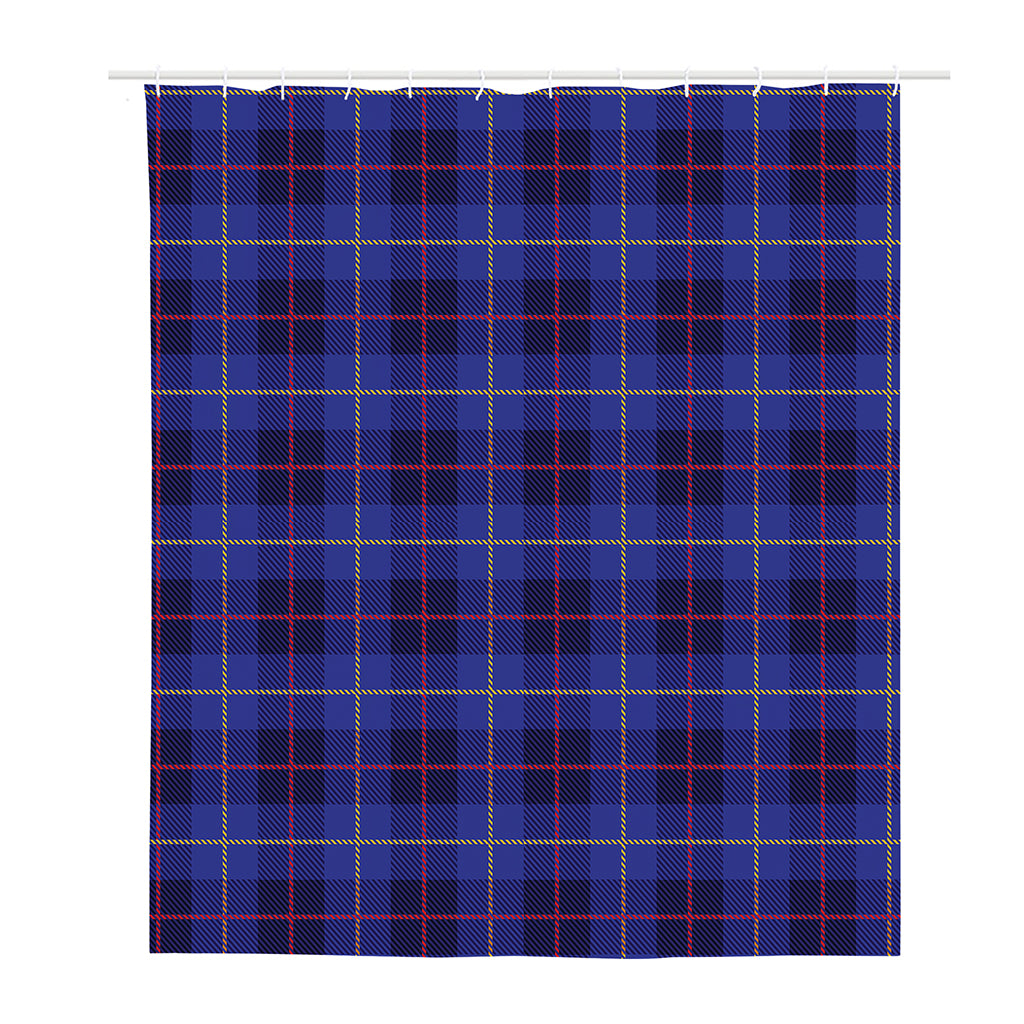 Deep Blue Stewart Tartan Print Polyester Shower Curtain