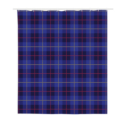 Deep Blue Stewart Tartan Print Polyester Shower Curtain