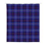 Deep Blue Stewart Tartan Print Polyester Shower Curtain