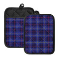 Deep Blue Stewart Tartan Print Pot Holders With Pocket