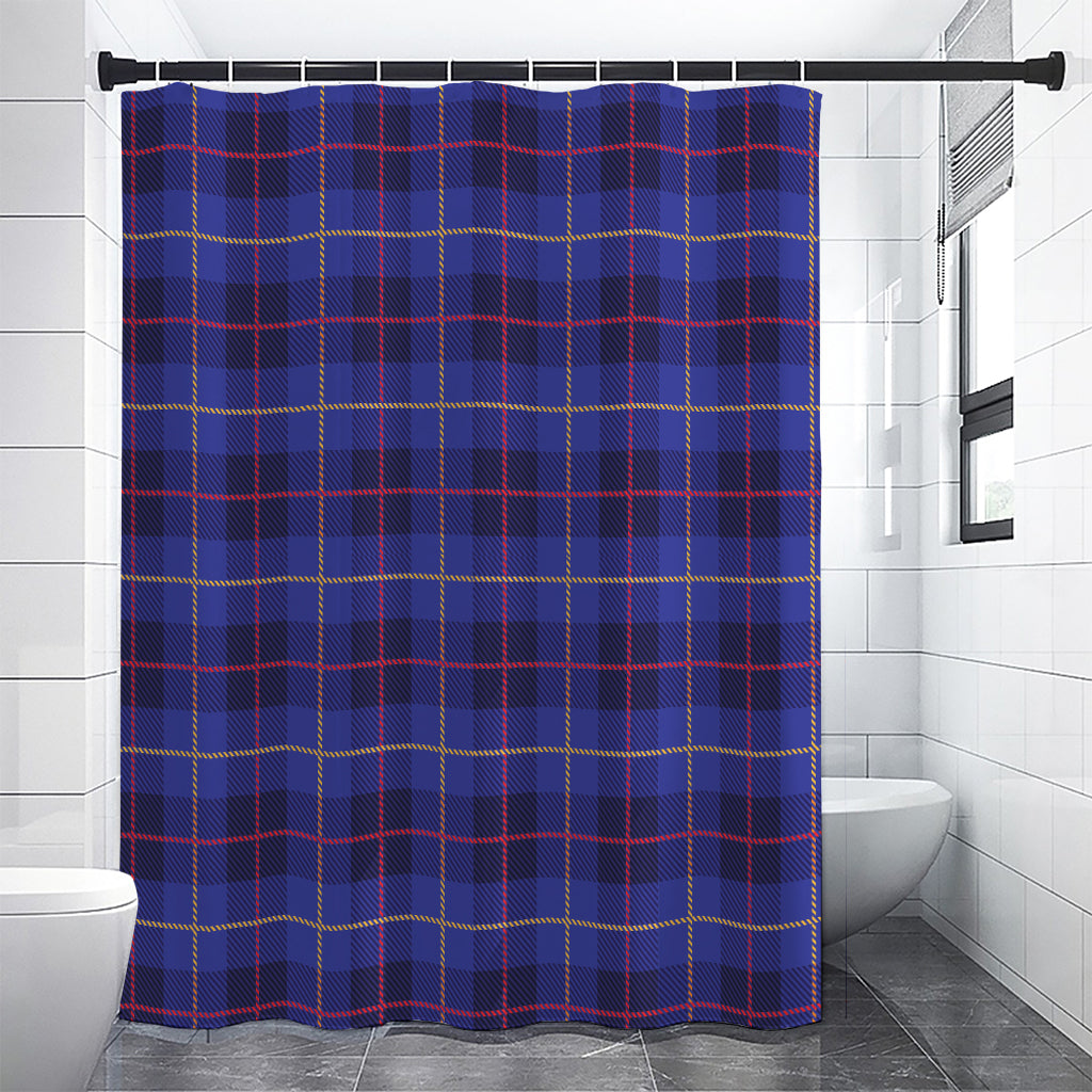 Deep Blue Stewart Tartan Print Premium Shower Curtain
