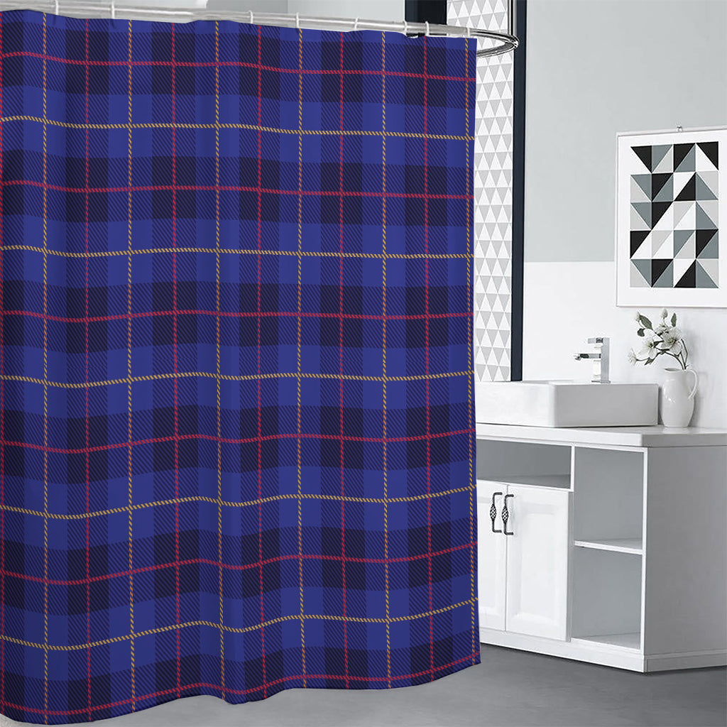 Deep Blue Stewart Tartan Print Premium Shower Curtain