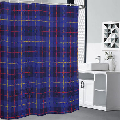 Deep Blue Stewart Tartan Print Premium Shower Curtain
