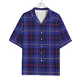 Deep Blue Stewart Tartan Print Rayon Hawaiian Shirt