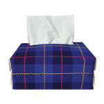 Deep Blue Stewart Tartan Print Rectangle Tissue Box Cover