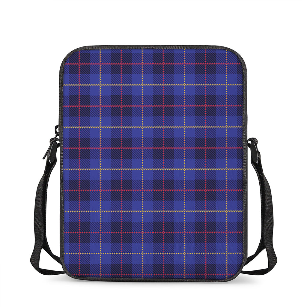 Deep Blue Stewart Tartan Print Rectangular Crossbody Bag