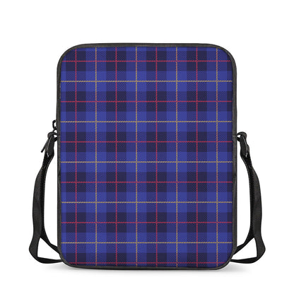 Deep Blue Stewart Tartan Print Rectangular Crossbody Bag