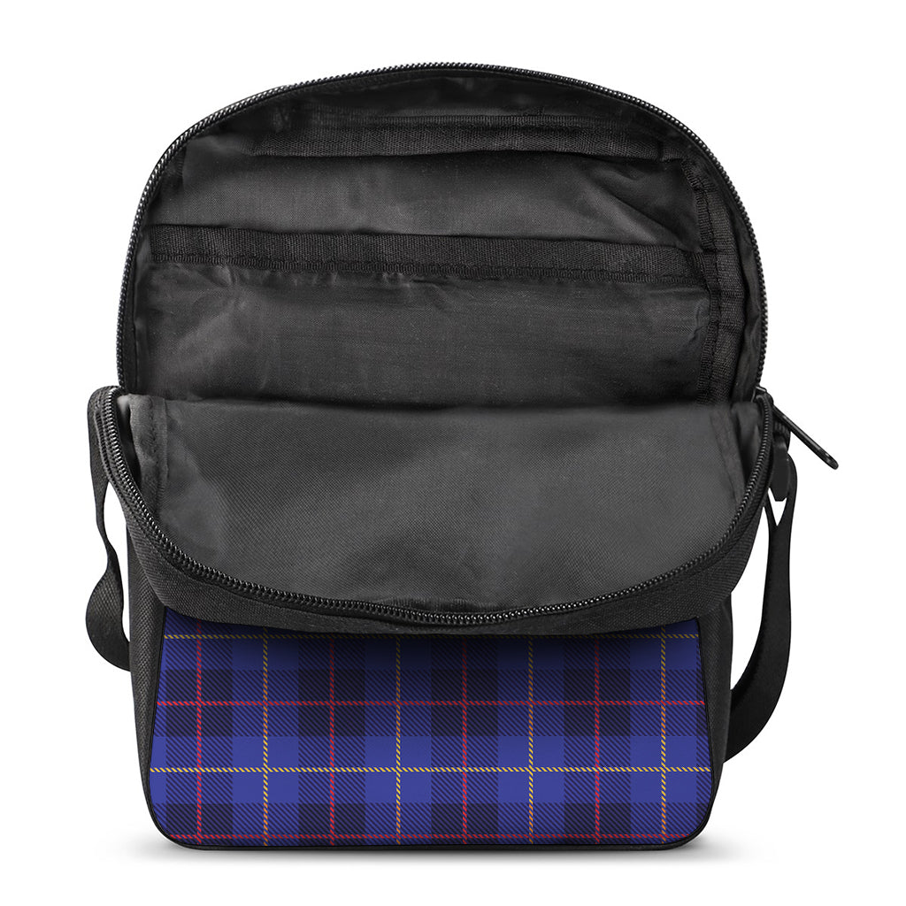 Deep Blue Stewart Tartan Print Rectangular Crossbody Bag