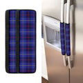 Deep Blue Stewart Tartan Print Refrigerator Handle Covers