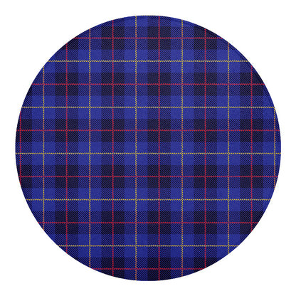 Deep Blue Stewart Tartan Print Round Blanket