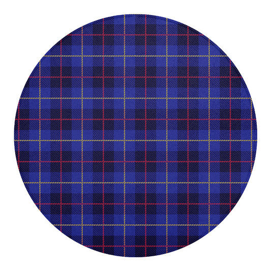 Deep Blue Stewart Tartan Print Round Blanket