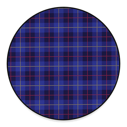Deep Blue Stewart Tartan Print Round Floor Mat