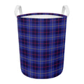 Deep Blue Stewart Tartan Print Round Laundry Basket
