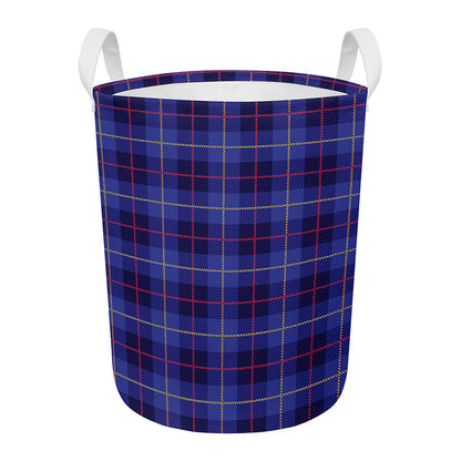 Deep Blue Stewart Tartan Print Round Laundry Basket